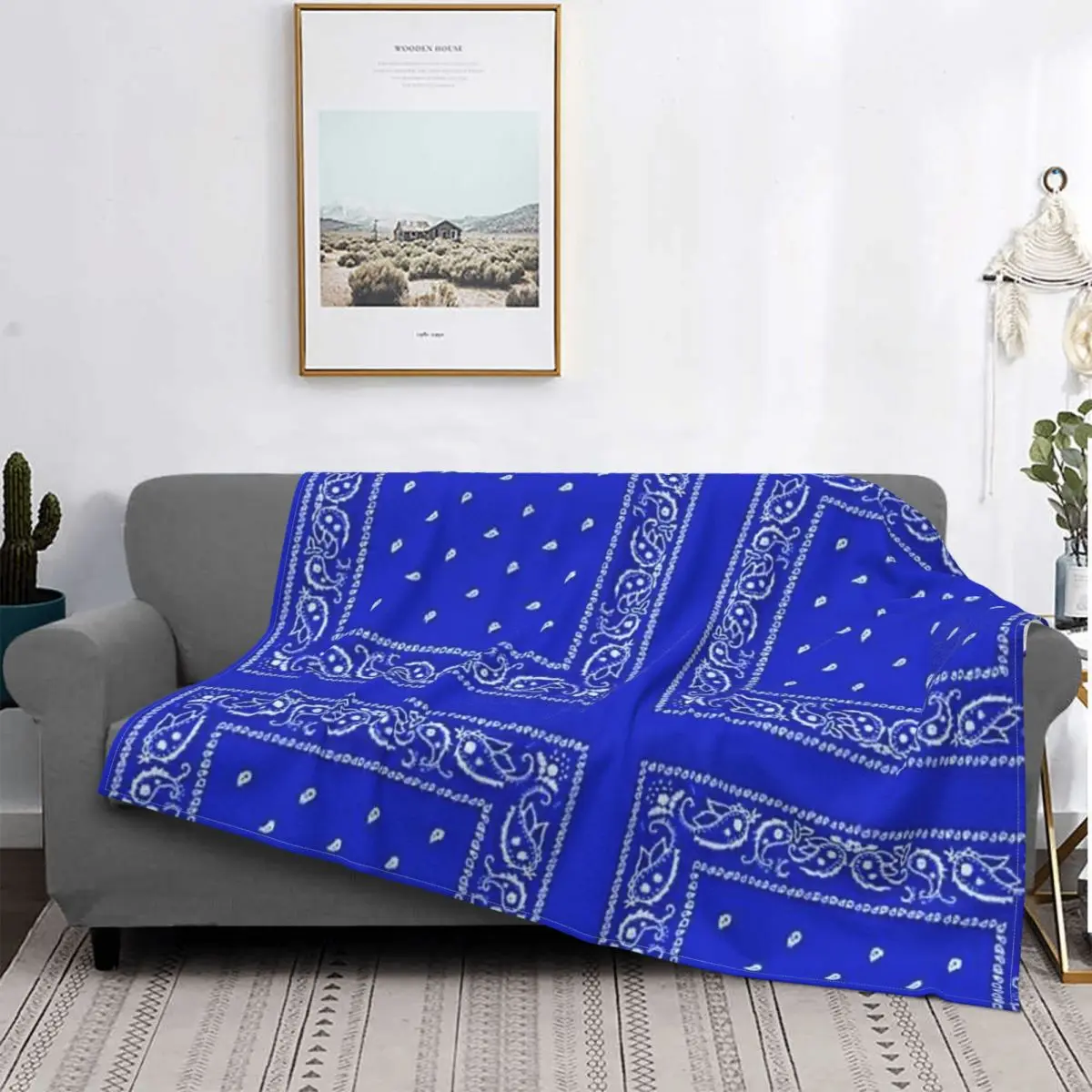 

Manta azul tipo Bandana para niños, saco de dormir a cuadros, Textiles para el hogar, mantas receptoras para la cama