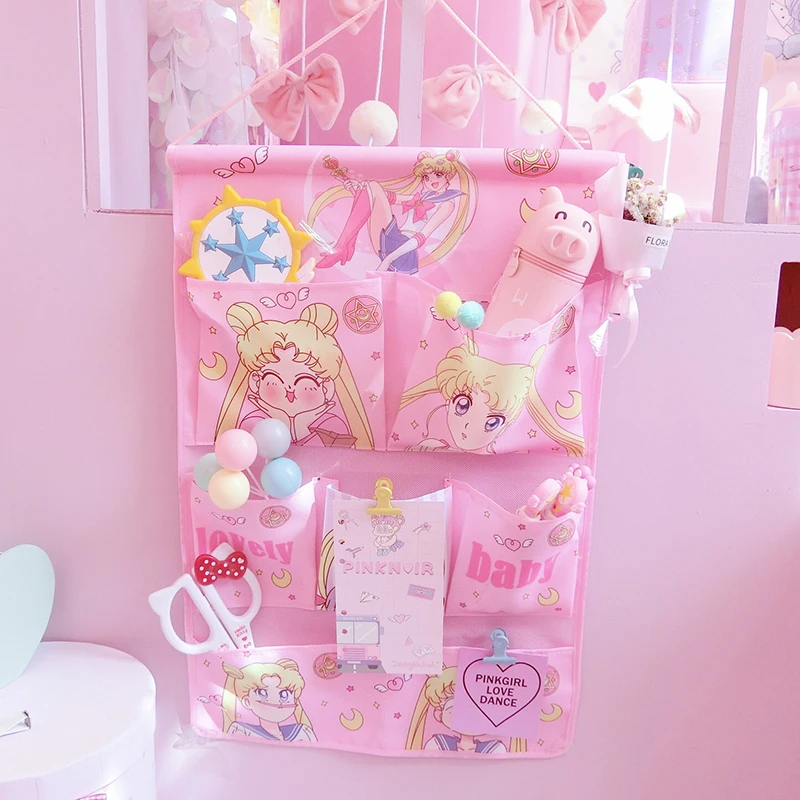

Sailor Moon 7 Grids Wall Hanging Organizer Storage Bag Containing Collection Toys Decor Pocket Pouch 5305