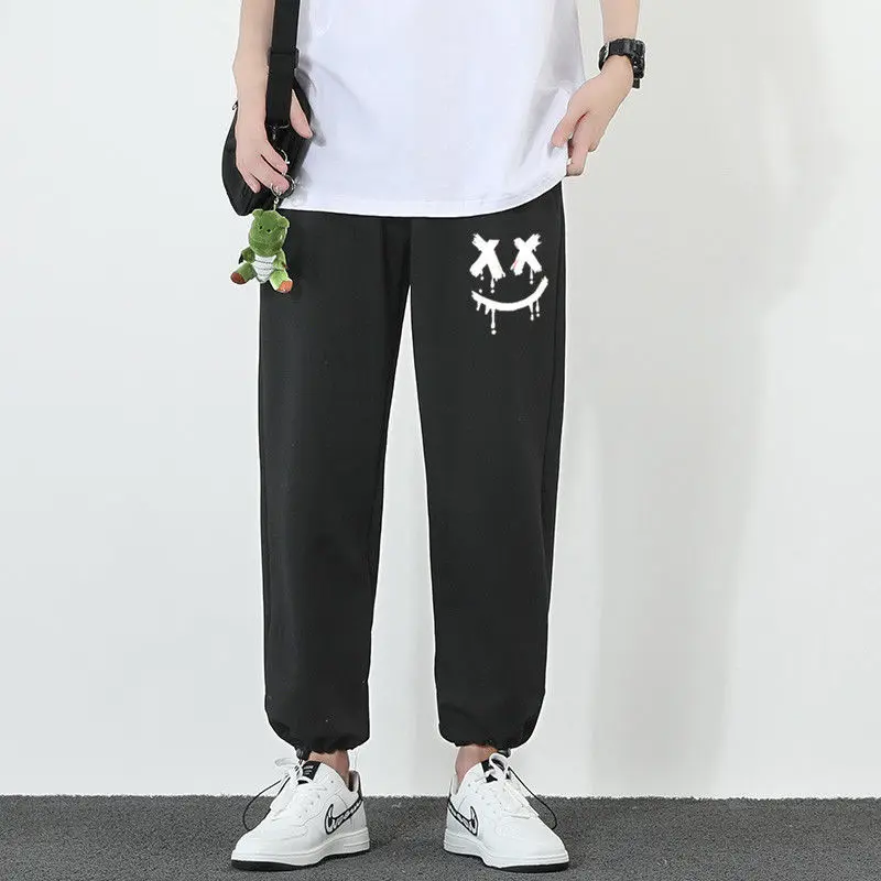 

Sportswear men's summer drawstring legged casual pants Korean Trend loose straight versatile student pants men's