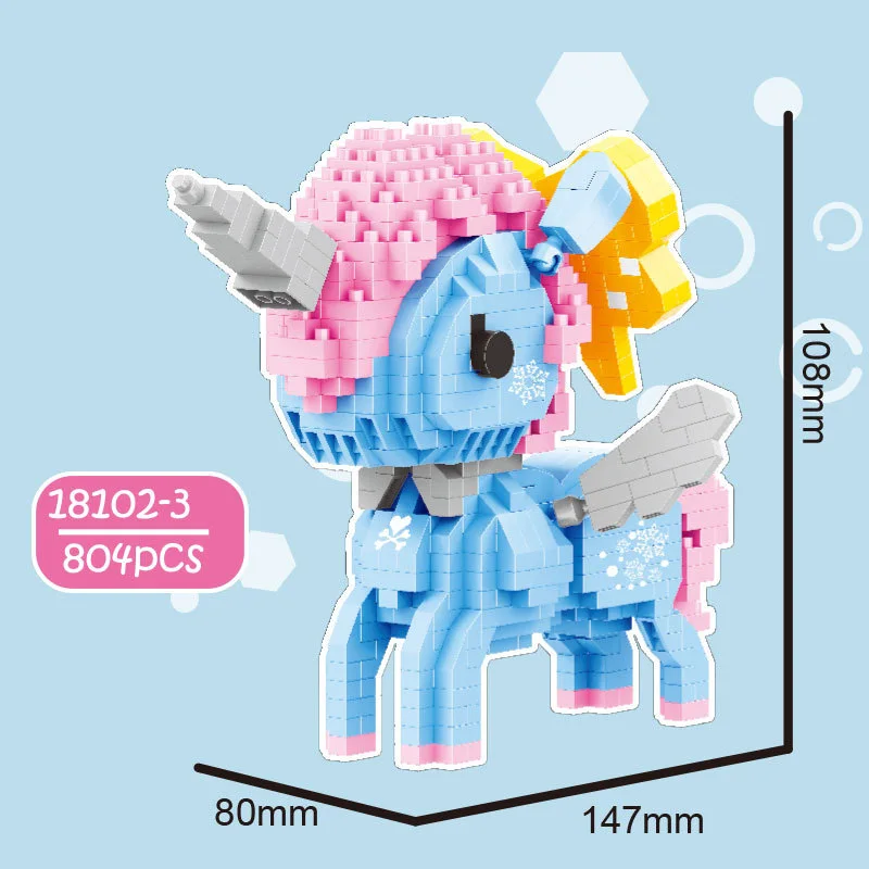 Сказочный Единорог микро алмазный блок Пегас нанокирпичи Радужная лошадь