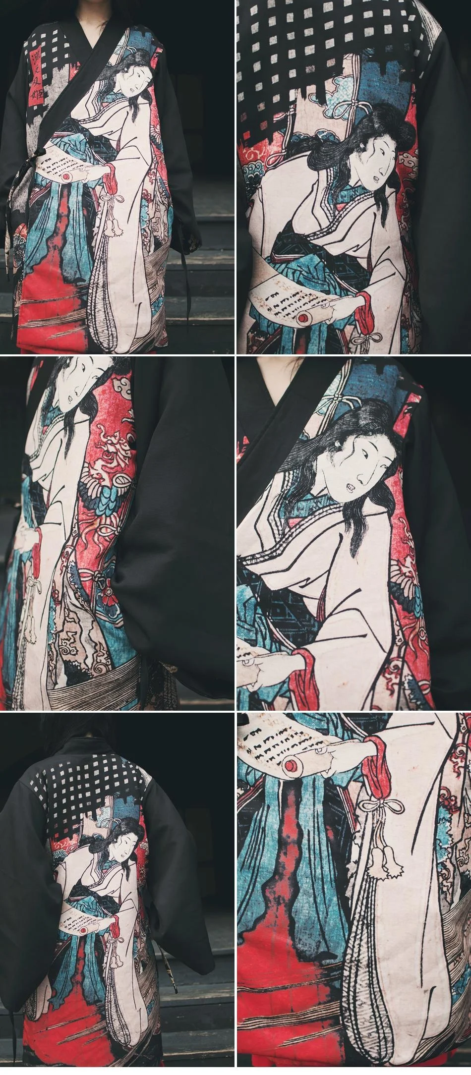 

2021 SELLWORLDER Japan Style Ukiyo-e Silver tree gold flower Embroidery Thick Cotton Coats Two Side Belt Long Jackets