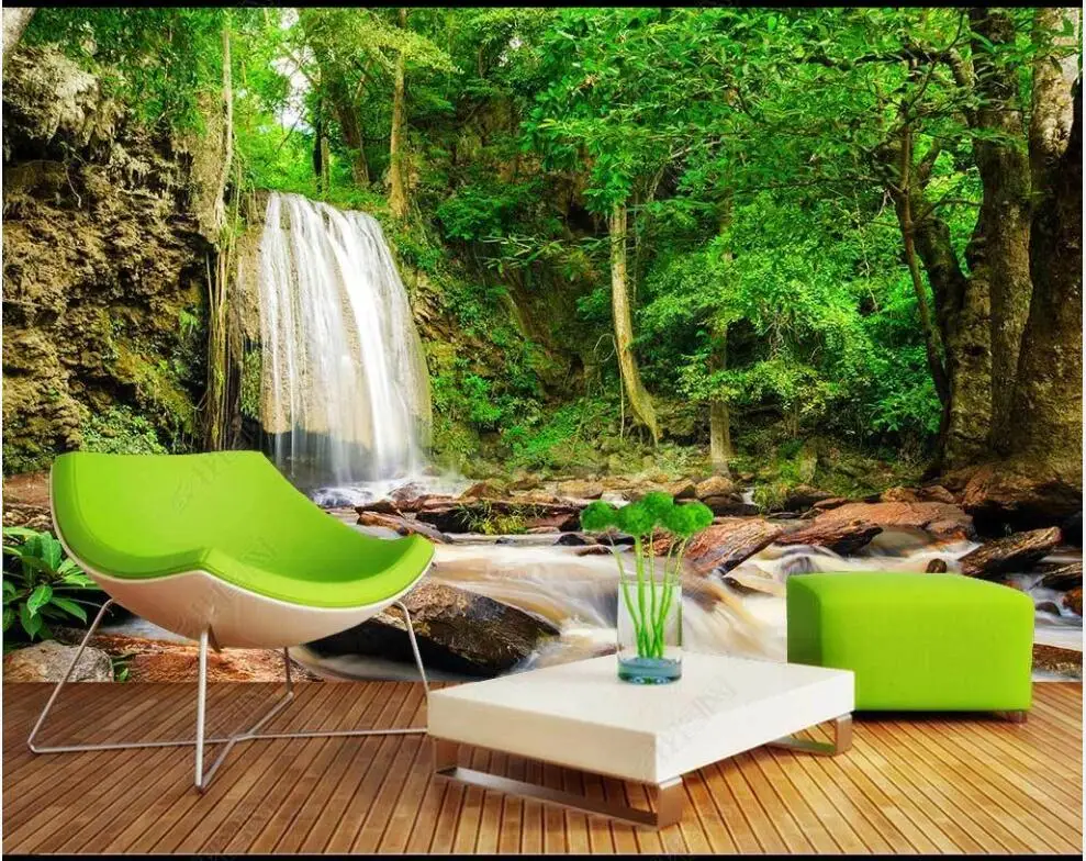 

Custom photo mural 3d wallpaper Beautiful waterfall forest scenery decor bedroom 3d wall murals wallpaper for walls in rolls