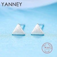 yanney 2022 trend silver color vintage frosted triangle stud earrings for women fashion wedding party jewelry accessories