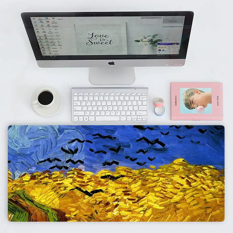 

Van Gogh flower Beautiful Anime Mouse Mat Desk Table Protect Game Office Work Mouse Mat pad X XL Non-slip Laptop Cushion