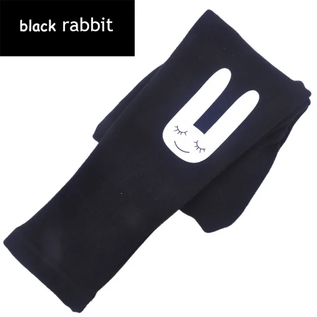 black rabbit Зимние леггинсы для девочек; плотные теплые штаны; детские длинные брюки; детская облегающая одежда с героями мультфильмов; зимние леггинсы; От 4 до 14 лет для девочек - Цвет: black rabbit