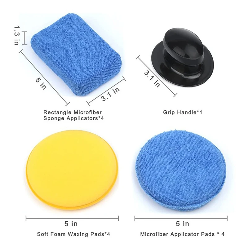 

13PCS Soft Microfiber Car Wax Applicators Pads Kit Car Cleaning Applicators Car Foam Sponge Car Wax Polishing Auto Care Pad