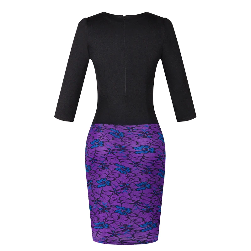 Весна 2020 новое офисное платье круглый вырез рукав три четверти тонкий принт