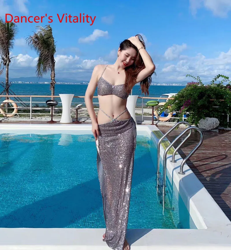 Костюм для танца живота новый комплект изысканный костюм с кристаллами и