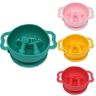 Набор силиконовых чашек для кормления детей, Водонепроницаемая силиконовая посуда с ушной ручкой, с деревянной ложкой, нескользящая, на присоске