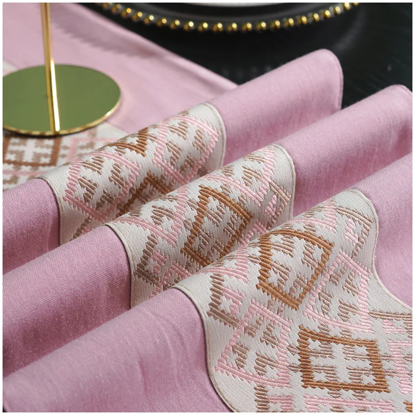 Simple New Chinese Style Printed Table Runner Geometric Mosaic Tassel Pendant Cotton Linen Home Decor Cover Towel | Дом и сад