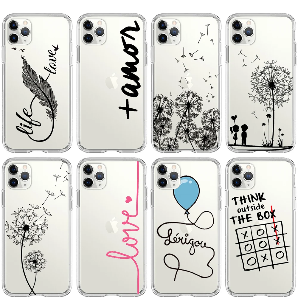 Мягкий силиконовый чехол из ТПУ с надписью Love Dandelion для iphone 11 12 Pro Max Mini 7 8 6 S Plus 5 5S SE X