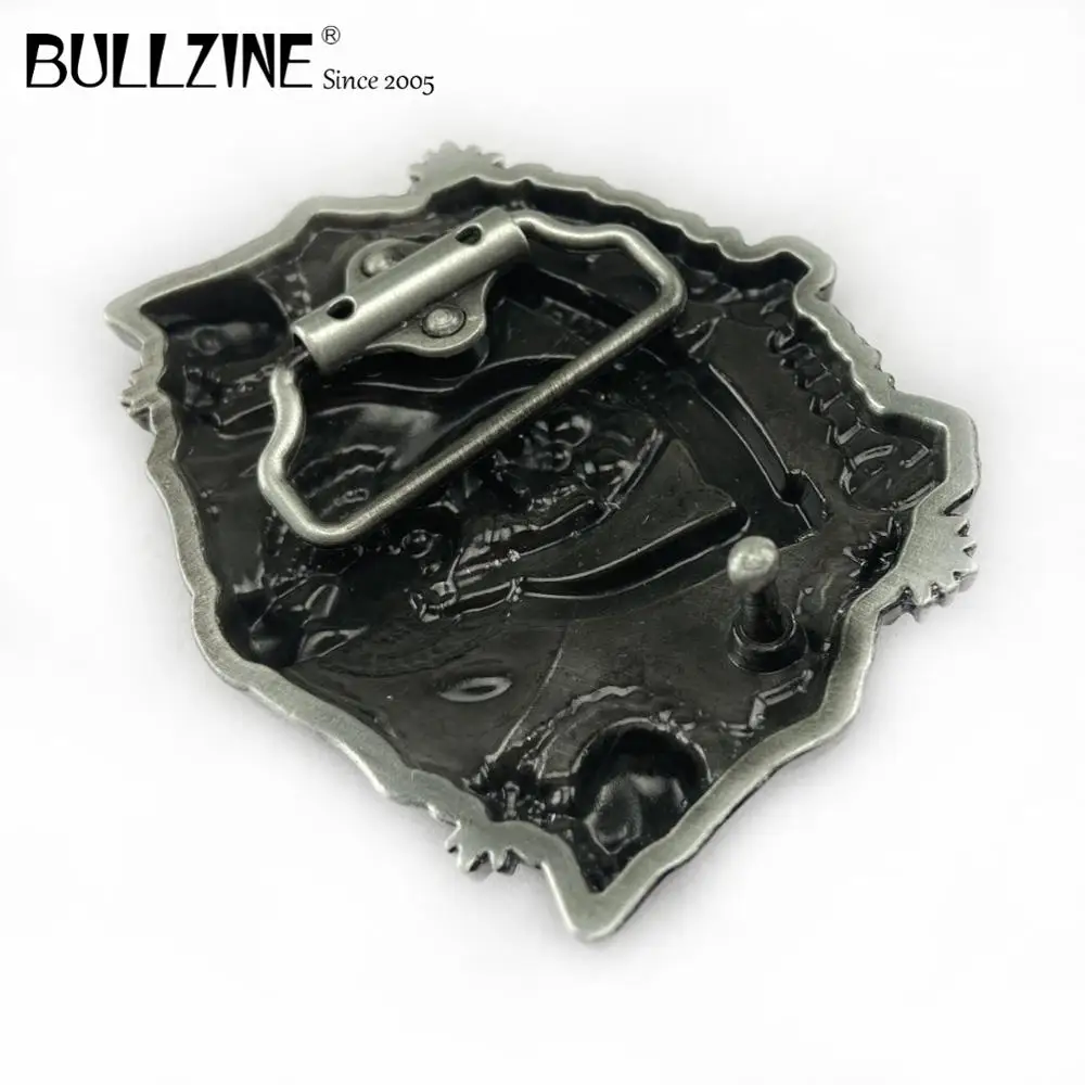 Пряжка для ремня Bullzine из цинкового сплава с черепом черной эмалью Оловянная