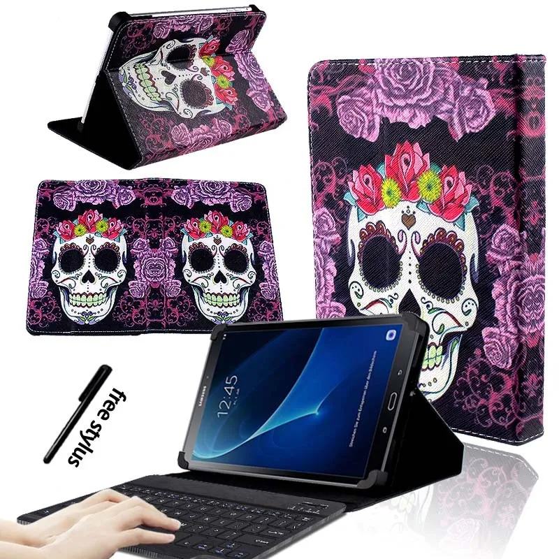 Purple Skull KK&LL для samsung Galaxy Tab A A6 10,1 T580 T585()-кожаный чехол-подставка для планшета+ bluetooth-клавиатура - Цвет: Purple Skull