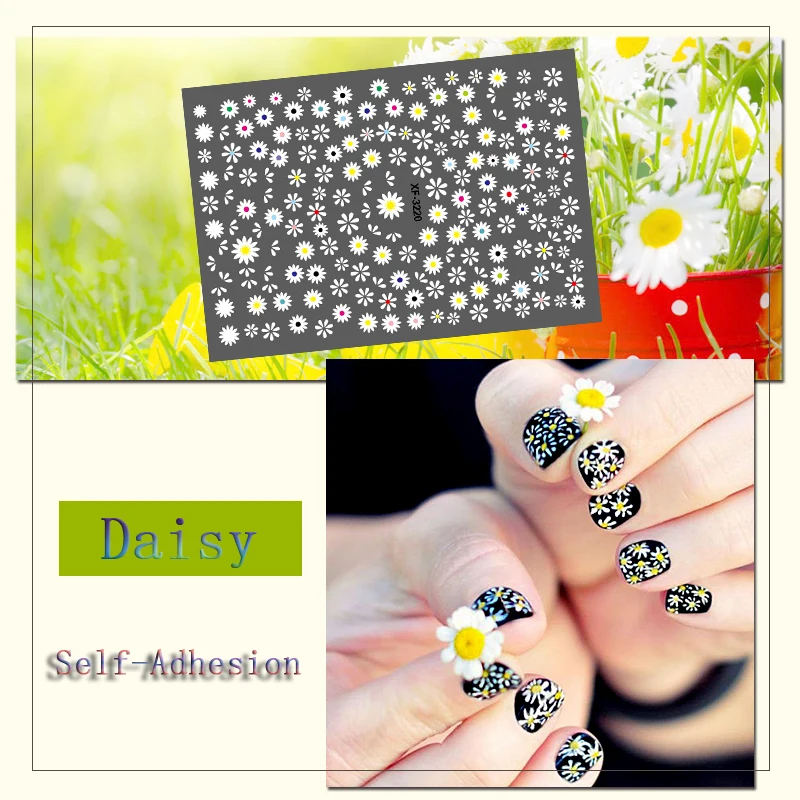 

DIY China Mahjong Nail Sticker Self Adhesive Flower Nail Decals Tips Leopard Nail Art Flower Sticker For Nails Decoration Daisy
