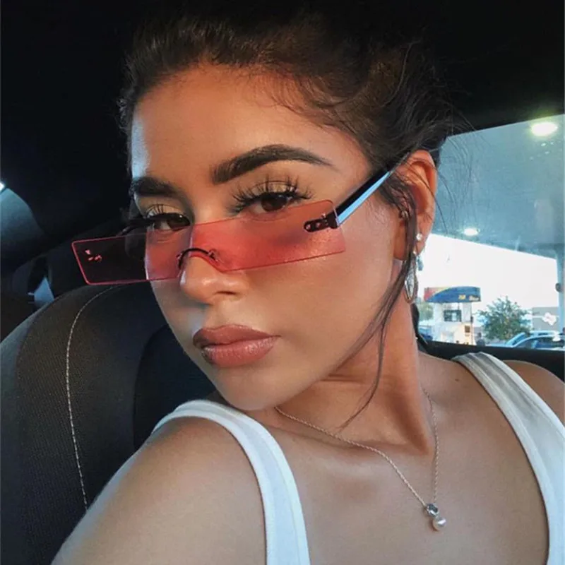 

New Rectangle Sunglasses Women Fashion Luxury Brand Designer Red Pink Clear Small Lens Personality Sun Glasses Shades Uv400