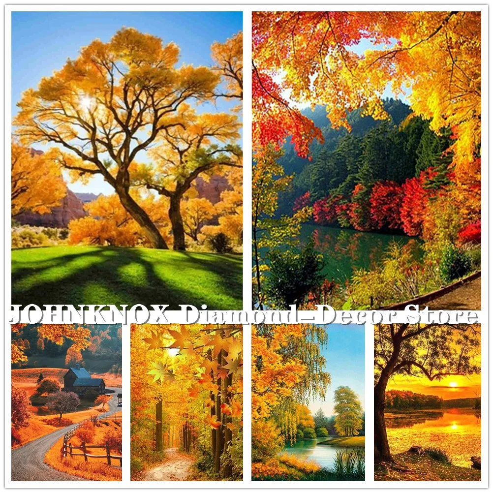 Алмазная 5D картина Осенний лес Набор для вышивки крестиком мозаичный пейзаж