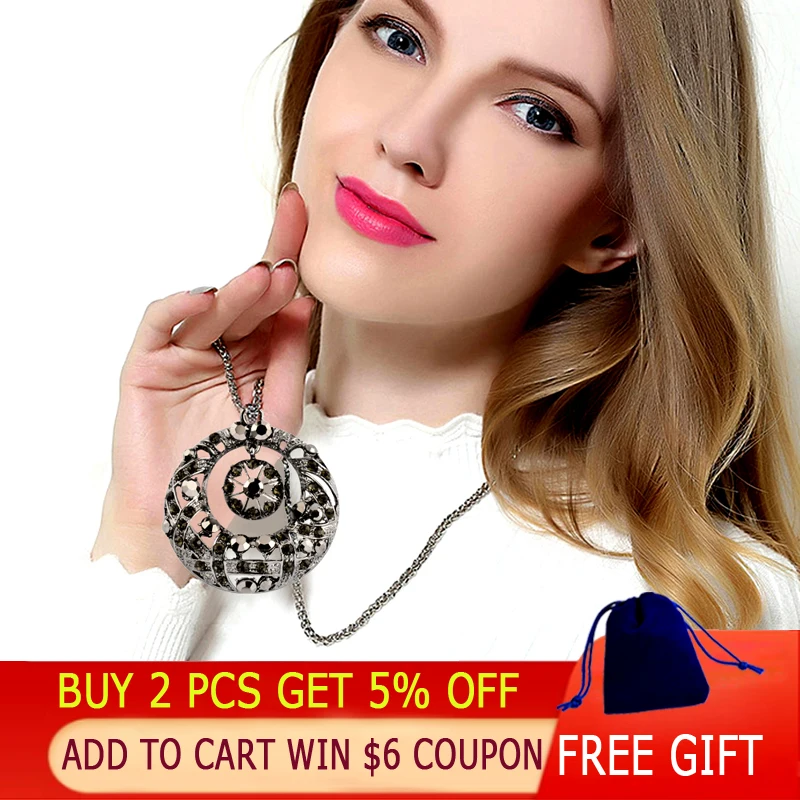 SINLEERY ретро черный Цирконий большой полый круг подвеска длинное ожерелье черная