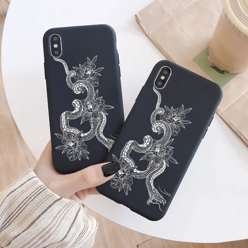 

Snake Simple Black Silicone Phone Case for iphone SE 2020 6S 7 8 plus For iPhone 11 12 13 Pro Max Mini X XR XS Max Cover Shell