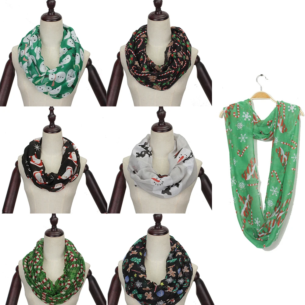 Новинка 2019 Хит Модный женский Рождественский шарф с принтом снеговика оленями