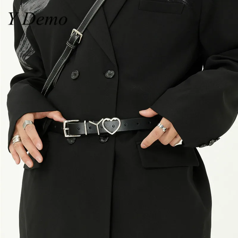 Y Demo Готический ремень с металлической пряжкой Женский Регулируемый Pu кожаный