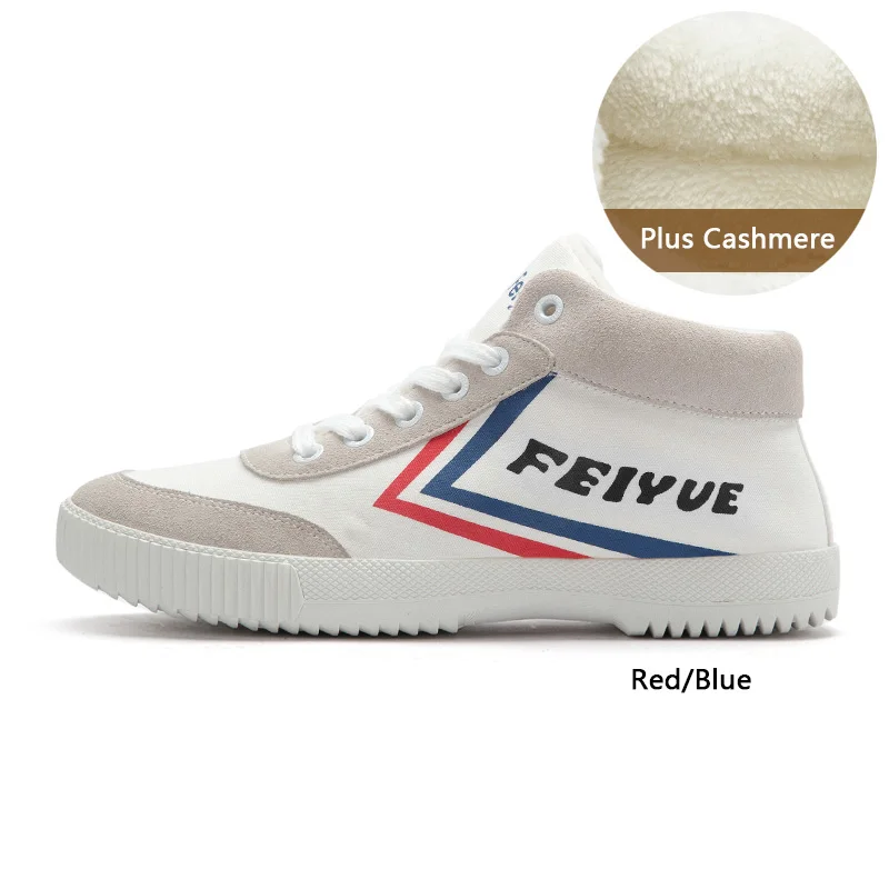 Feiyue/зимняя парусиновая обувь; коллекция 8189 года; Мужская и женская обувь; вулканизированные кеды; хлопковая обувь; рыцарские туфли на плоской подошве с высоким берцем; 3 цвета; - Цвет: Red and Blue