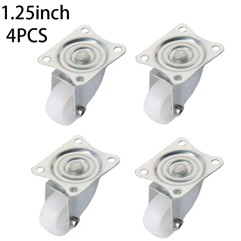 

4PCS Furniture Universal Rotary Caster Flat Industrial Caster White Nylon Double Roller Trolley