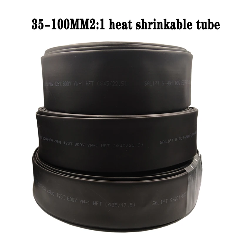 

1Meter 2:1 30 40 50 60 Black Heat Shrinkable Tube Insulation, Environmental Protection Wire And Cable Data Line UL Certification