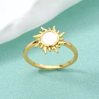 Кольцо женское круглое из нержавеющей стали с золотым логотипом, кольца для мужчин и женщин солнце, звезда, цветок, хороший подарок для девушек