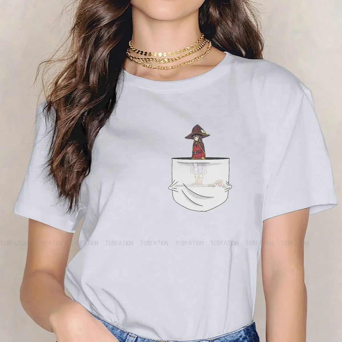 Megumin XRay футболка с карманами для девочек KonoSuba Бог благословение Aqua темнота Аниме