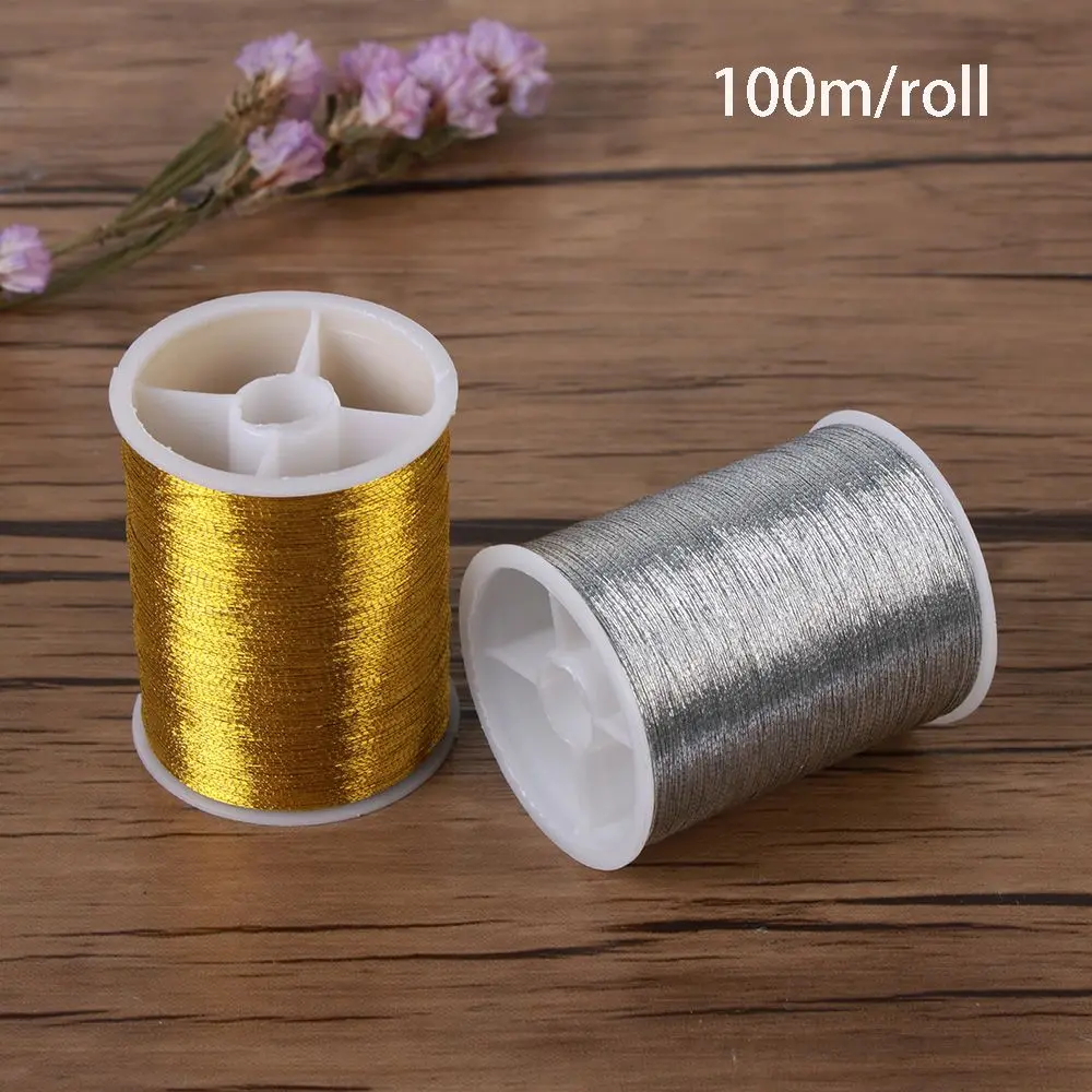 

100 metres New Crafts Hand DIY Sewing Machine Cross Stitch Embroidery Thread gold wire