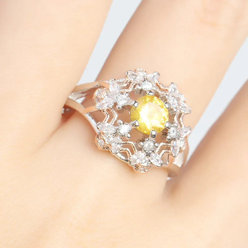 Женское Обручальное кольцо цвета шампанского элегантное уникальное обручальное