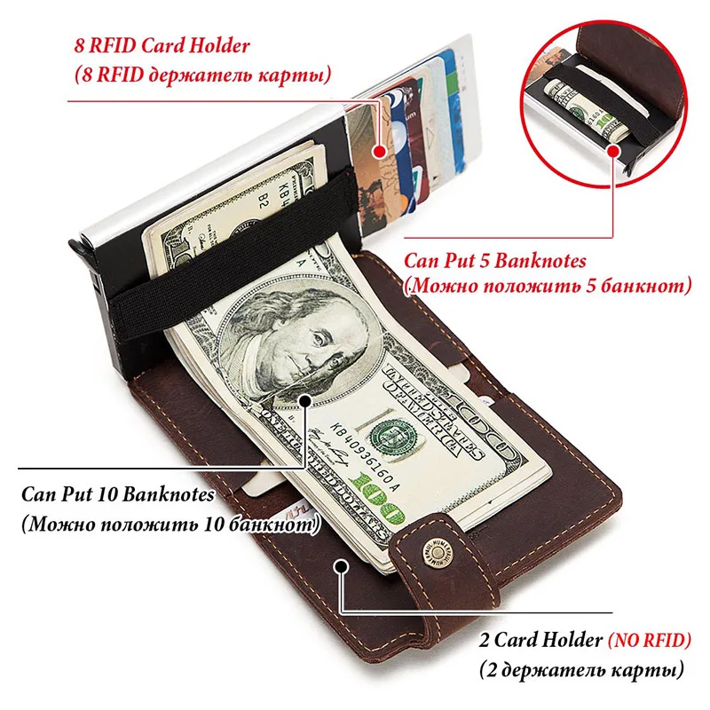 rfid blocking men credit card holder fashion automatic business id card case aluminum anti degaussing anti theft wallet 2020 free global shipping
