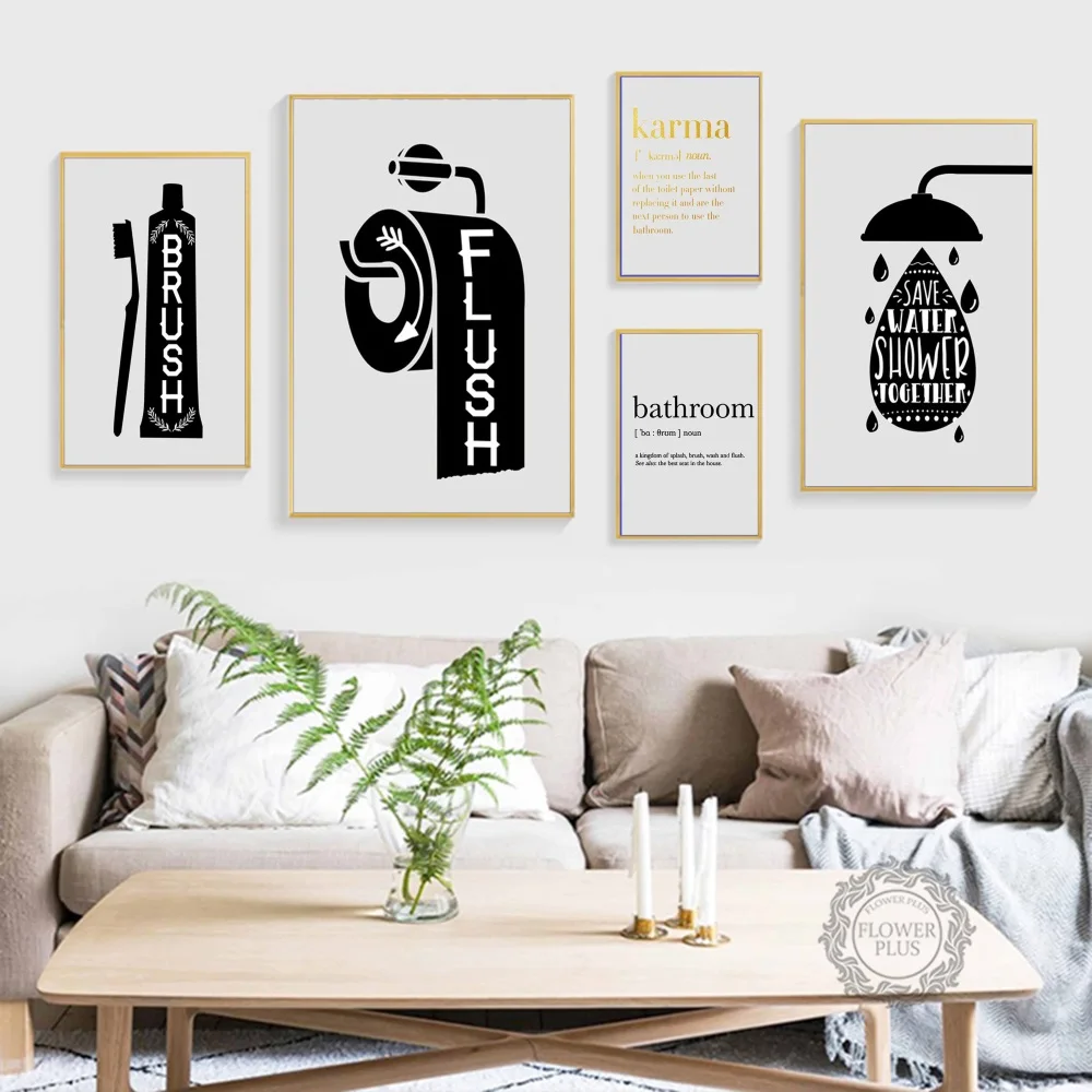 Туалетная бумага зубная щетка мыло цитаты настенная Картина на холсте