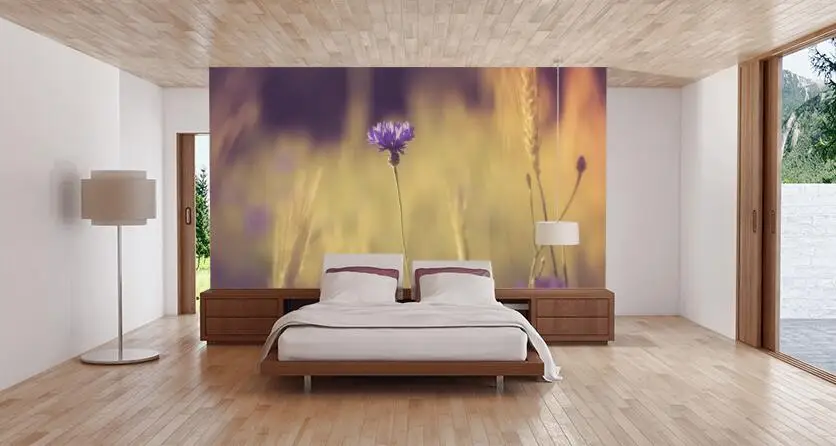 3d обои на заказ винтажные фотообои с цветущими цветами Васильков для гостей