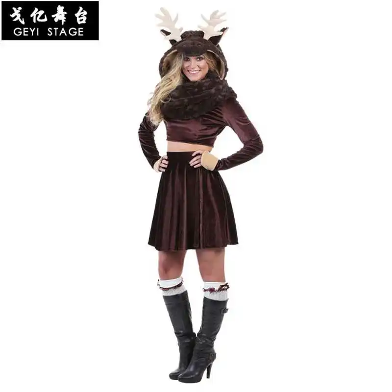 

new christmas deer costume for kid merry christmas deer cosplay costume clothing funny animal for women Hooded Winter Onesie