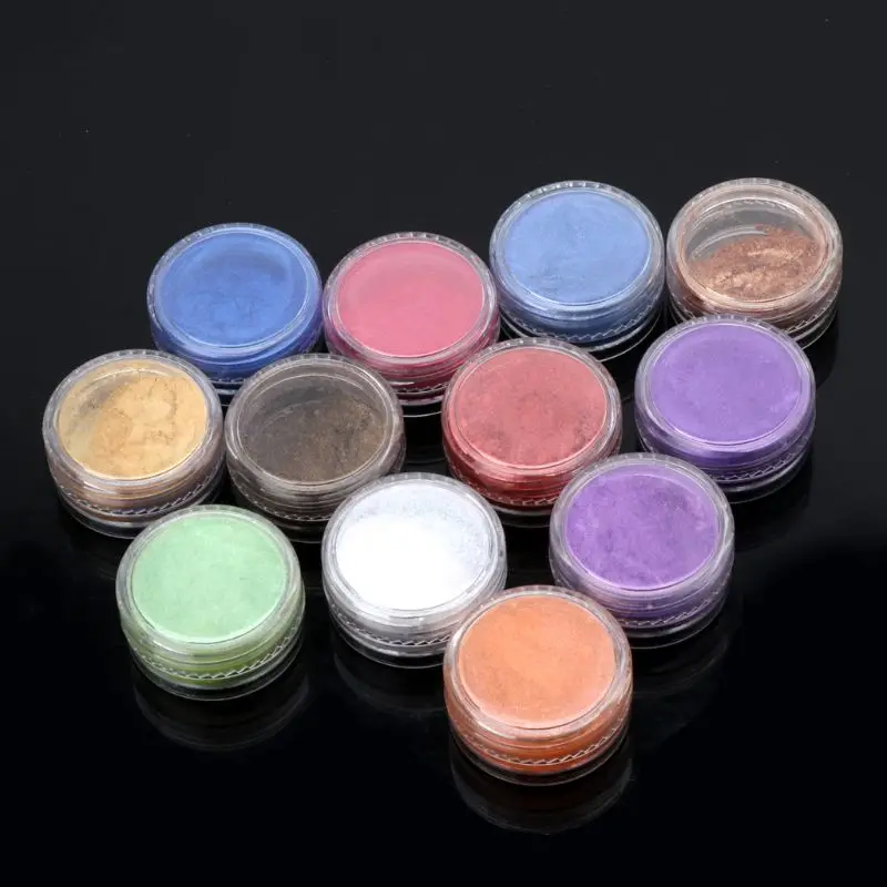 

12 Box Slime Dye Powder Mica Pearl Pigment Colorants Soap Candle Resin Jewelry