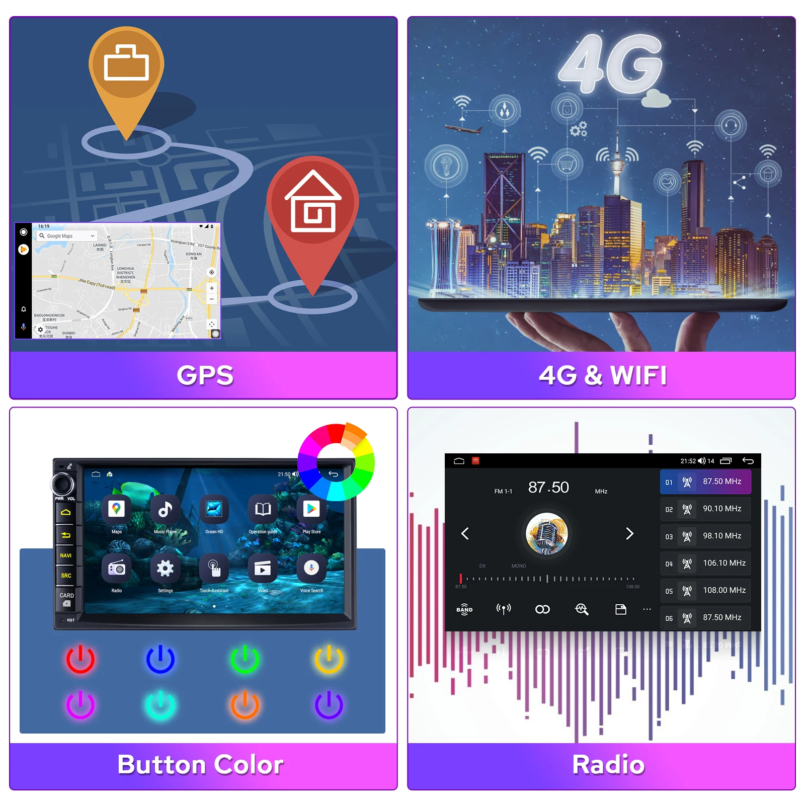 Универсальный мультимедийный плеер 2 DIN Android 10 0 FM аудио стерео беспроводной Carplay