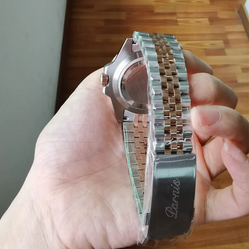 Мужские автоматические механические часы Parnis 40 мм GMT сапфировый Кристалл розовое