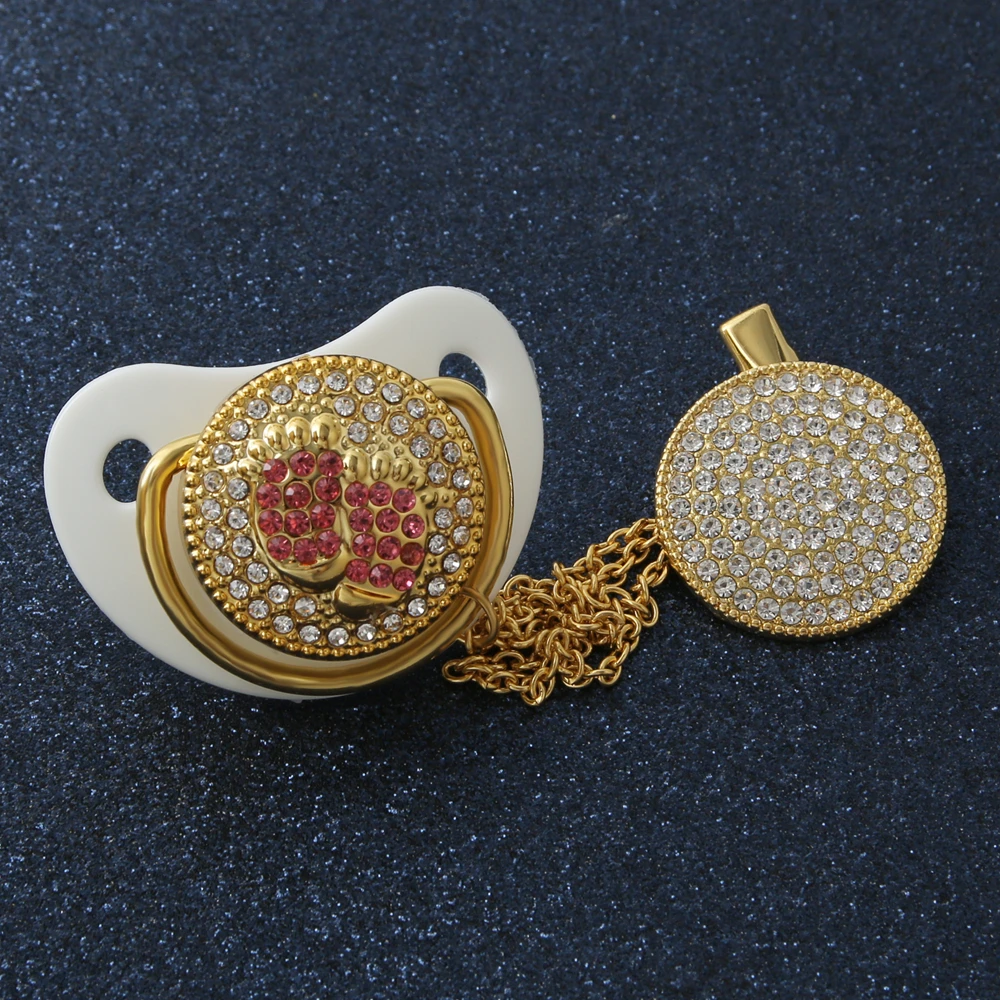 Роскошные Детские Bling соску со стразами белый жемчуг кристалл Ортодонтическая