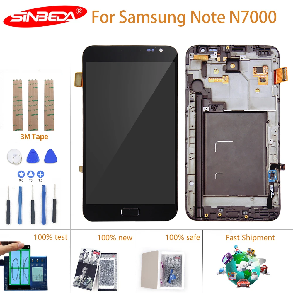 5 3 &quotоригинальный AMOLED для SAMSUNG Galaxy Note N7000 ЖК дисплей сенсорный экран с рамкой