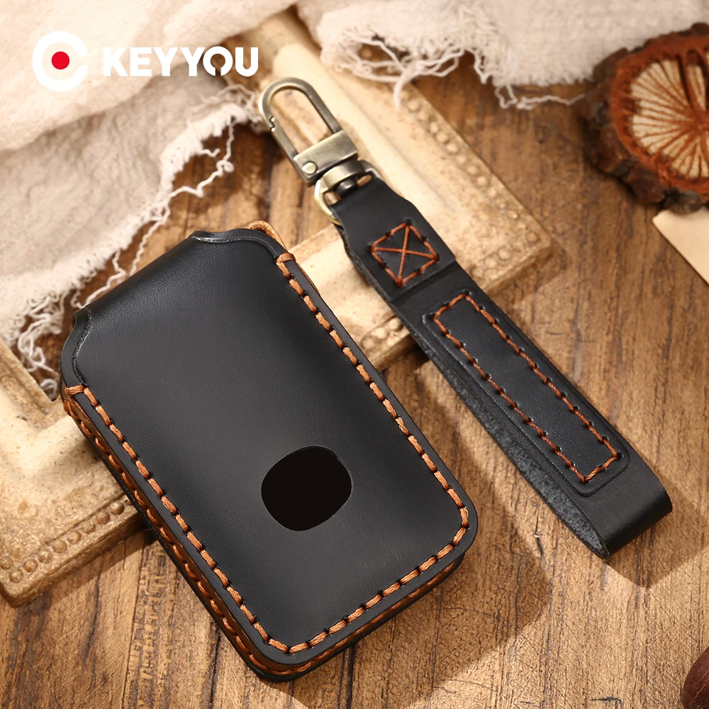 

KEYYOU 3 Button Genuine Leather Auto Car Key Case For Mazda 3 Alexa CX4 CX5 CX8 2019 2020 Car Holder Shell Remote Cover keychain