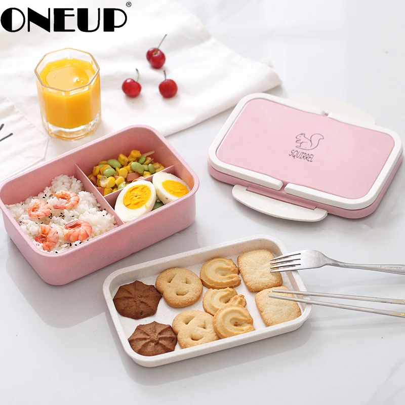 ONEUP Ланч бокс из пшеничной соломы мультяшная коробка Bento Портативный экологичный