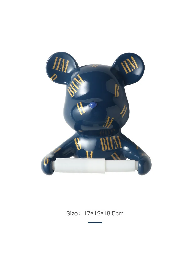 

Funny Bear Tissue Holder Wall Resin Bear Statue Figurine Wall Dcor Paper Holder for Toilet Towel Tissue Holder Bathroom Kichen