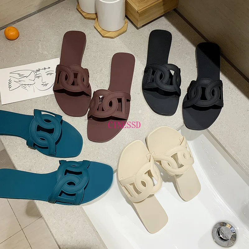

2020 Euramerican Style Newly Summer Web Star Slippers PVC Jelly Slides Non-Slip Beach Flat Flip-Flops Shoes Woman Drop Shipping