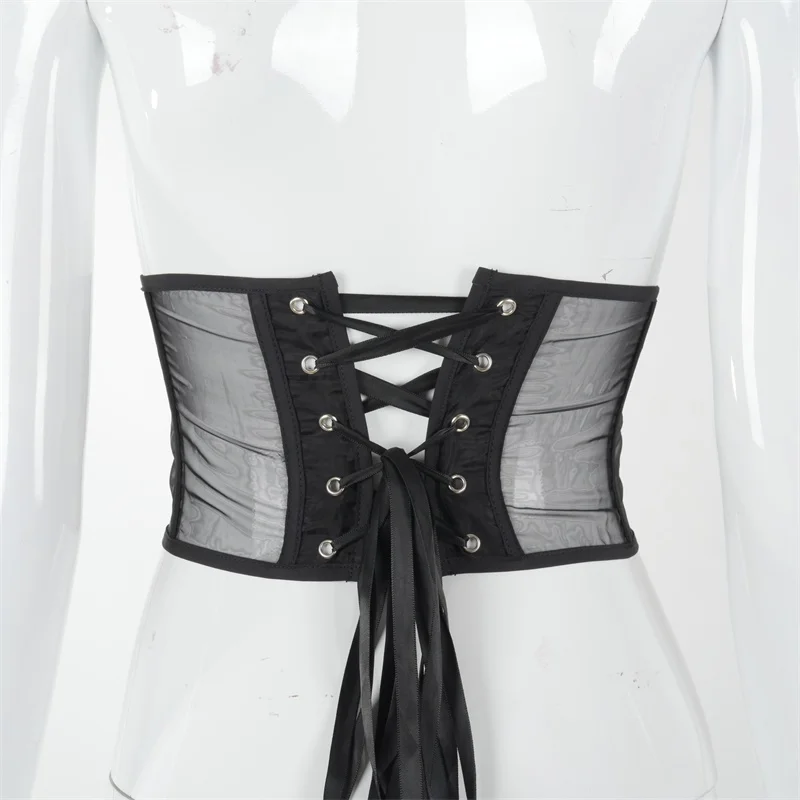 

LVINMW Fishbone Patchwork Skinny Fashion Irregular Women Corsets Slim Sexy Back Lace Up Transparent Girdle Newest Summer Outfits