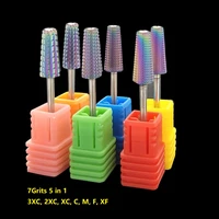 rainbow 5 in 1 tapered carbide nail drill bits two way carbide bit drill accessories milling cutter for manicure left right hand