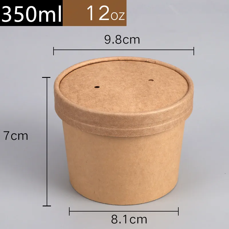 cup and lid7 50 шт высокого качества, самодельная бумажная одноразовая коробка для упаковки на вынос 8 унций/12 унций круглый салатный суповой контейнер для еды бумажная чашка с крышкой - Цвет: cup and lid7