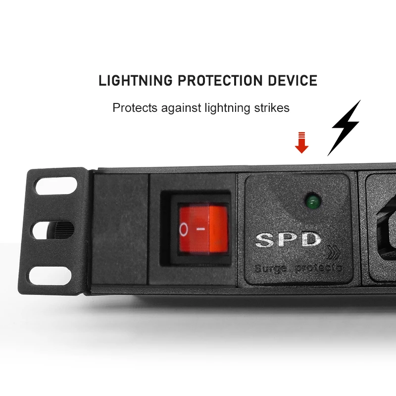 PDU Power Strip 11AC IEC C13 Socket Switch SPD Surge Protection 4000W 2M Cable For Server Network Cabinet Rack | Обустройство дома