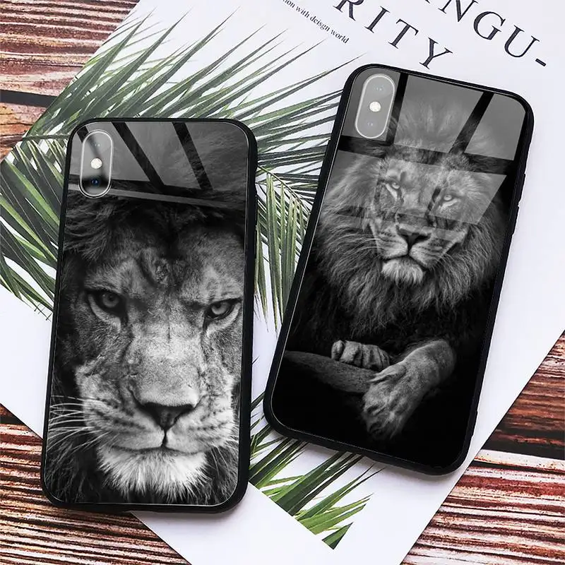 

Tiger Leopard Lion Phone Case Tempered glass For iphone 6 7 8 plus X XS XR 11 12 13 PRO MAX mini