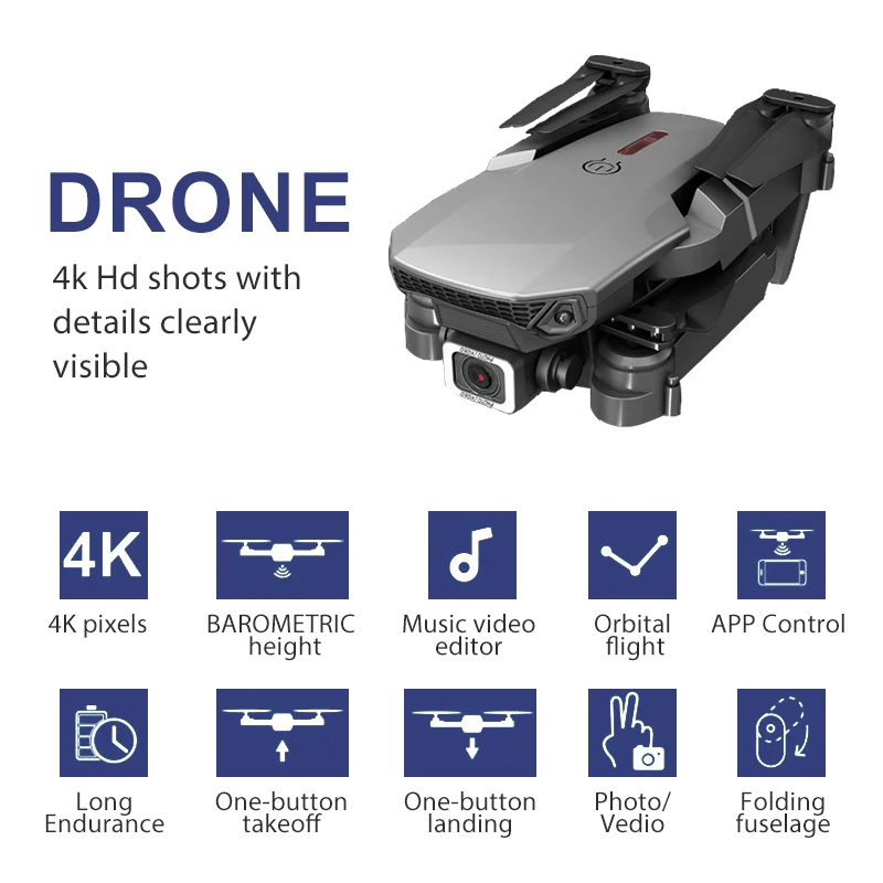 PR STAR 2021 E88 Pro Drone 4K HD RC WI-FI двойной Камера вертолет Складная Смарт беспилотный